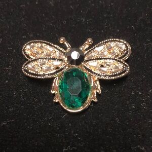 Elegant Gold and Green Bee Brooch
